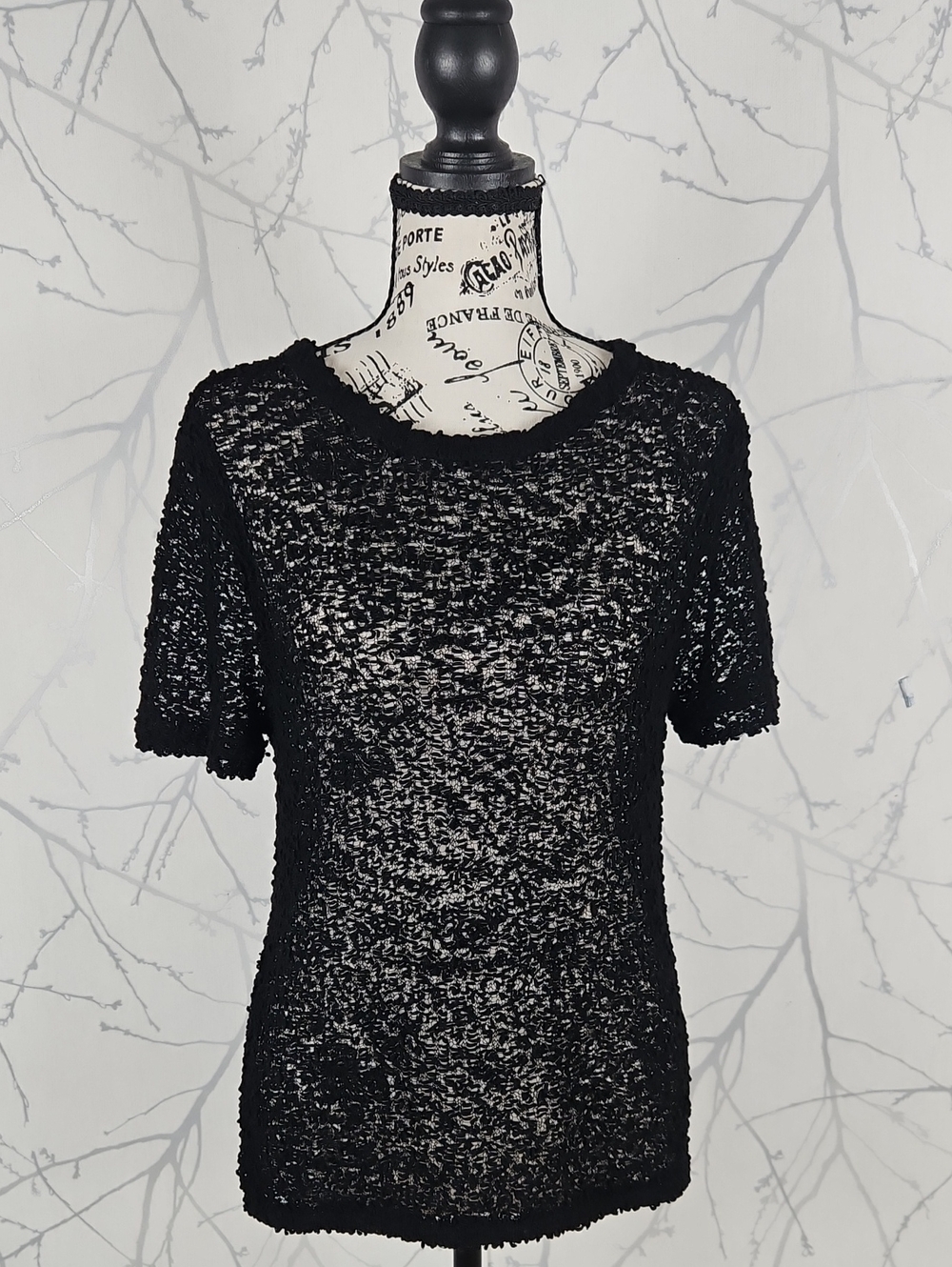 Rag & Bone 90% Wool Textured Open Knit Crewneck Top